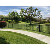 2.67 ft. x 64 ft. Blk Ornamental Space Bar Flat Metal Fence Panel Kit (8 panels,Posts,brackets,Gate) AboveGround Install