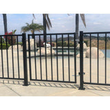 2.67 ft. x 64 ft. Blk Ornamental Space Bar Flat Metal Fence Panel Kit (8 panels,Posts,brackets,Gate) AboveGround Install