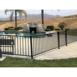 2.67 ft. x 64 ft. Blk Ornamental Space Bar Flat Metal Fence Panel Kit (8 panels,Posts,brackets,Gate) AboveGround Install