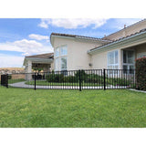 2.67 ft. x 64 ft. Blk Ornamental Space Bar Flat Metal Fence Panel Kit (8 panels,Posts,brackets,Gate) AboveGround Install