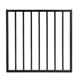 4.84 ft. x 48 ft. Blk Ornamental Space Bar Flat Metal Fence Panel Kit (6 panels,Posts,brackets,Gate)Above Ground Install