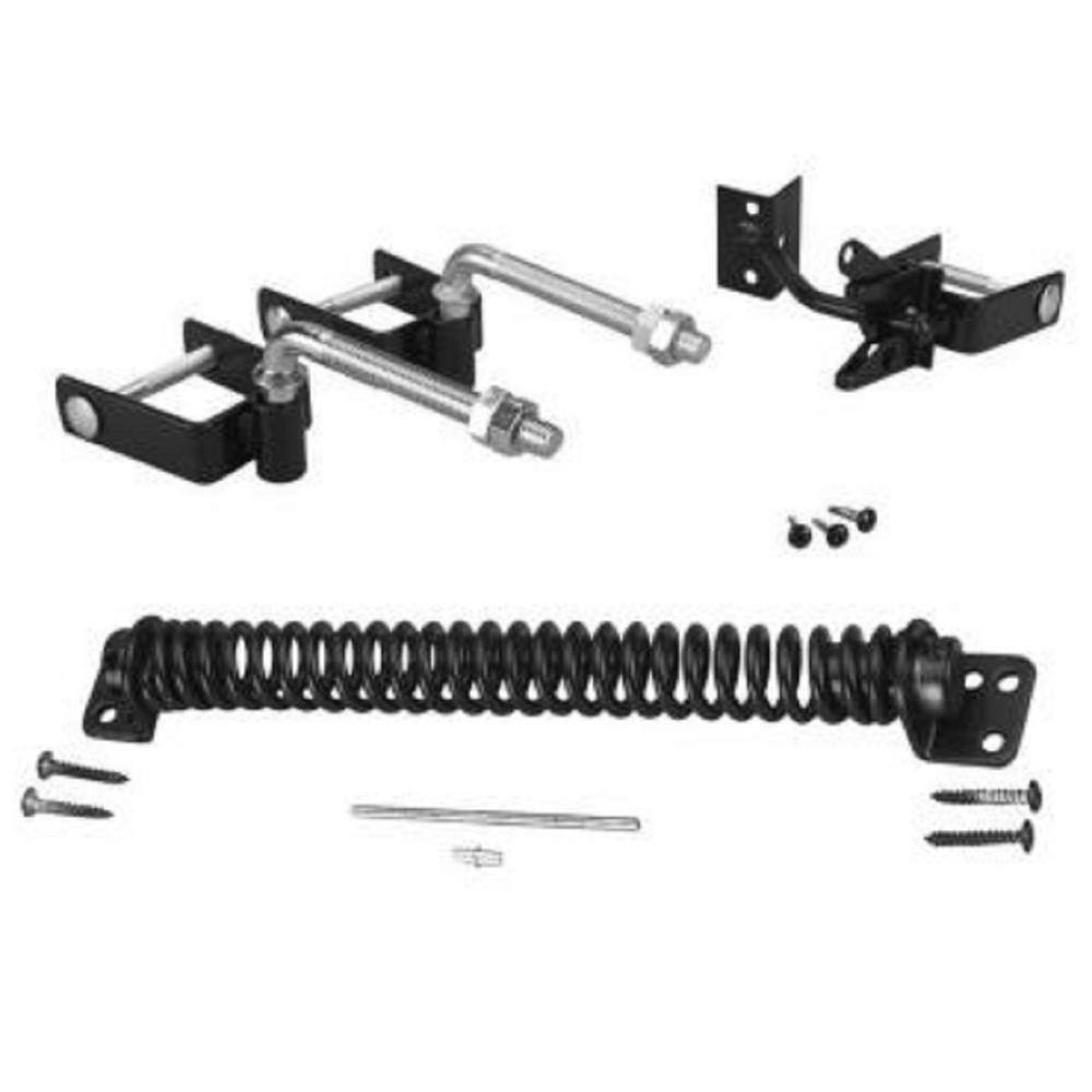 4.84 ft. x 48 ft. Blk Ornamental Space Bar Flat Metal Fence Panel Kit (6 panels,Posts,brackets,Gate)Above Ground Install