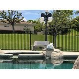 4.84 ft. x 48 ft. Black Ornamental Space Bar Flat Metal Fence Panel Kit (6 panels,Posts,brackets,Gate) InGround Install
