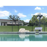 4.84 ft. x 48 ft. Black Ornamental Space Bar Flat Metal Fence Panel Kit (6 panels,Posts,brackets,Gate) InGround Install