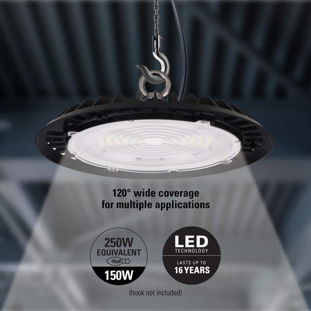 Metalux 11 in. HBD High Bay 180-Watt Equivalent, 16K Lumens 5K CCT Cord and Plug