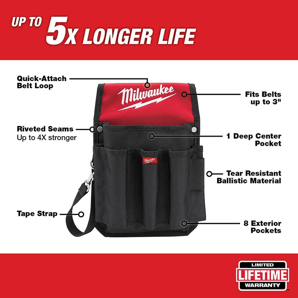 Milwaukee 15 in. Ultimate Jobsite Backpack with 9-Pocket Utility Pouch, 48 Pockets, 1680D Ballistic Base