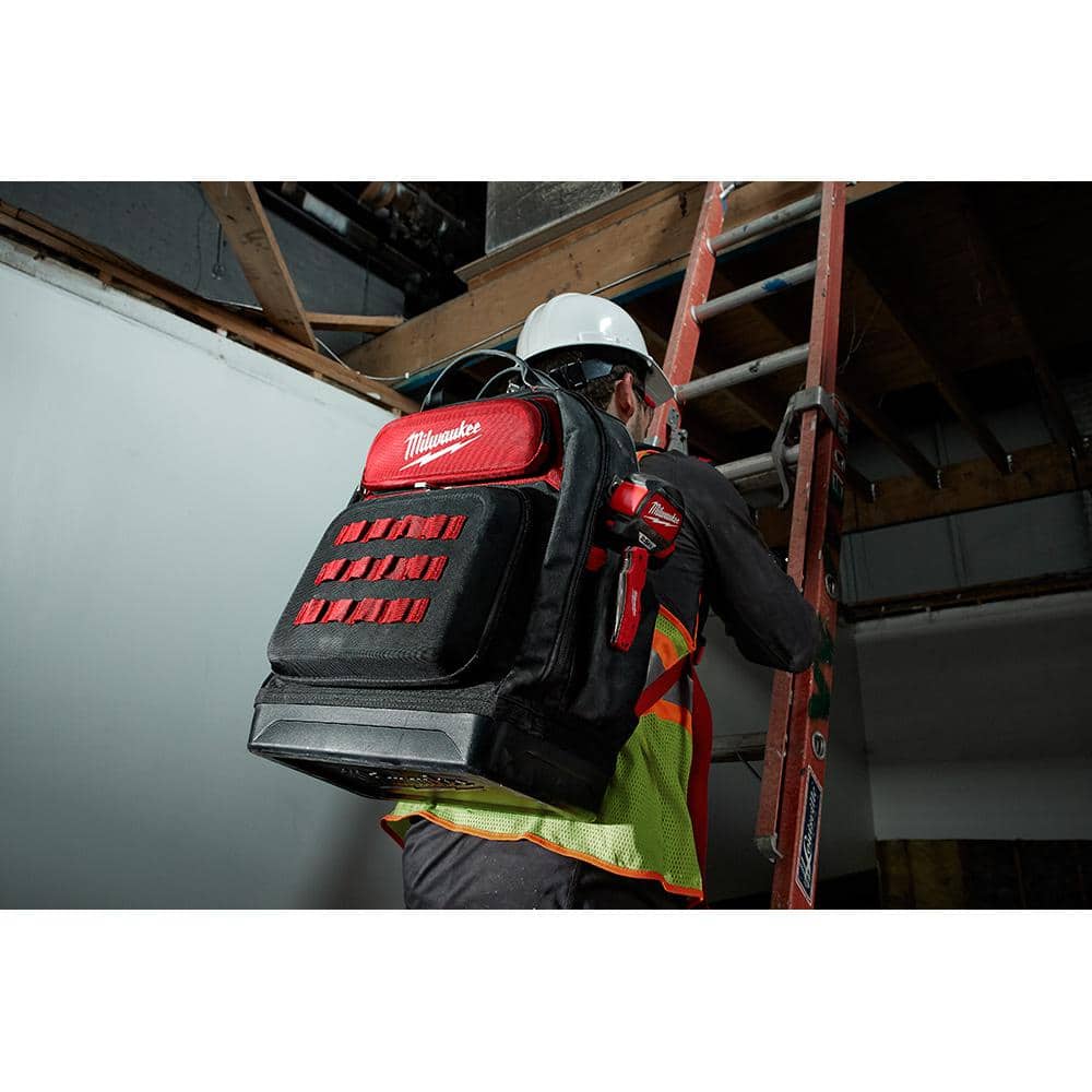 Milwaukee 15 in. Ultimate Jobsite Backpack with 9-Pocket Utility Pouch, 48 Pockets, 1680D Ballistic Base