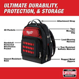 Milwaukee 15 in. Ultimate Jobsite Backpack with 9-Pocket Utility Pouch, 48 Pockets, 1680D Ballistic Base