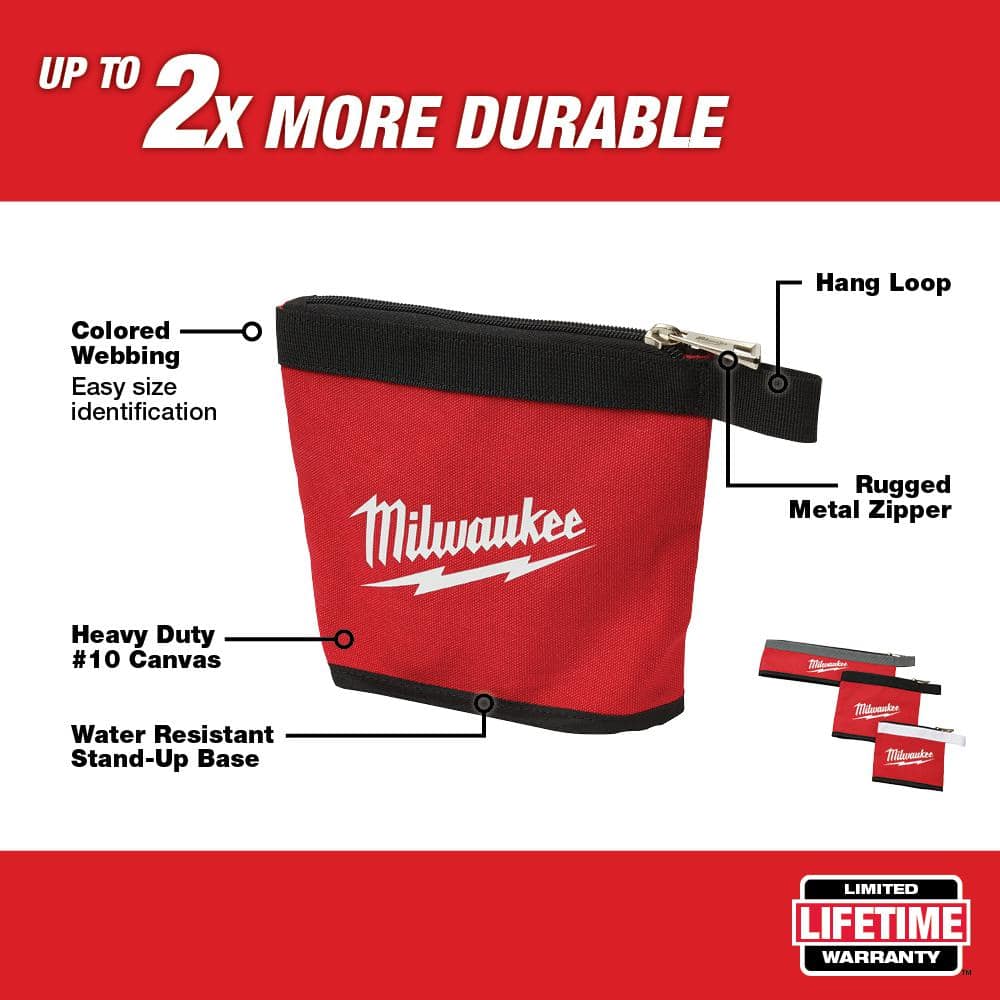 Milwaukee 14 in. Low-Profile Tool Backpack with Multi-Size Zipper Pouches (3-Pack)