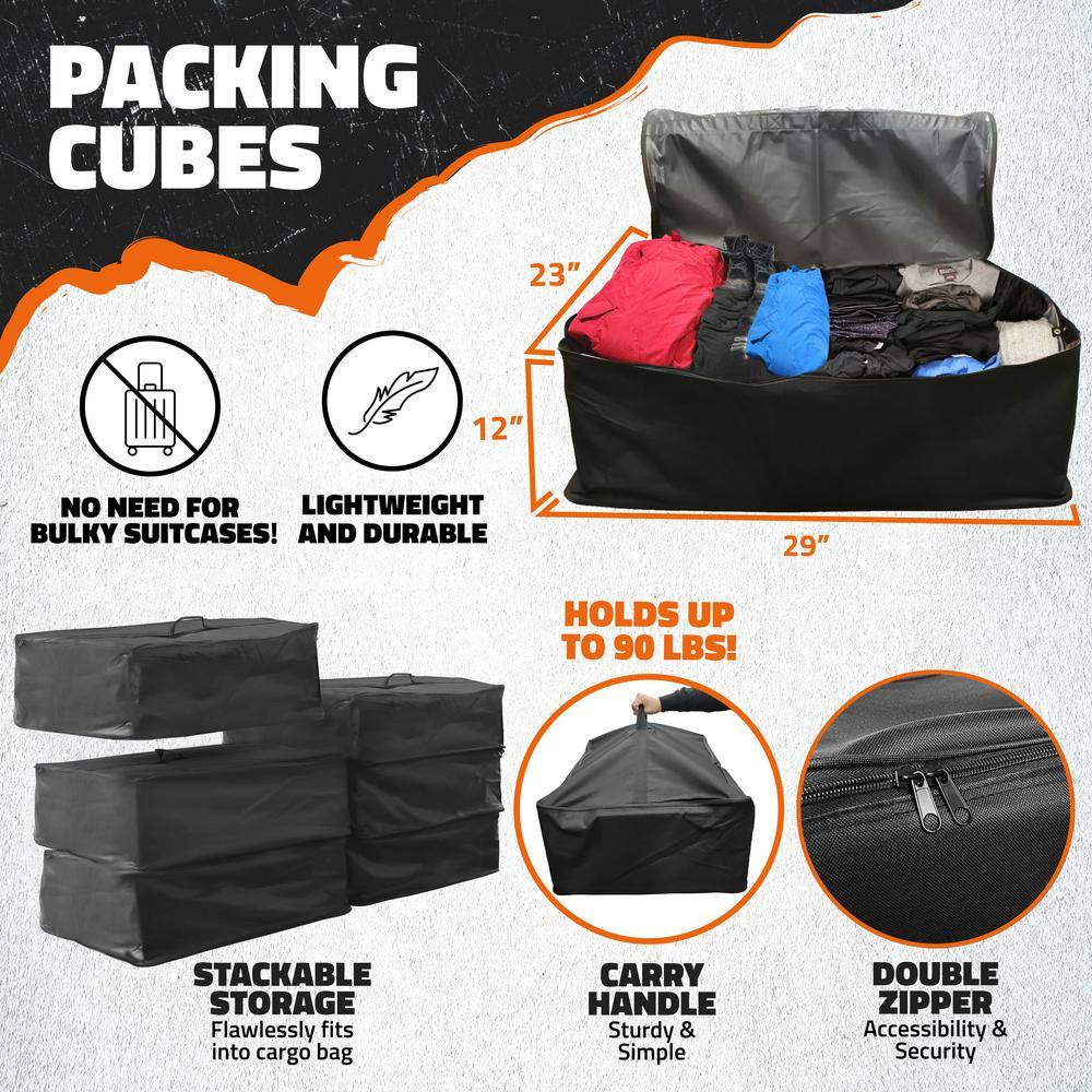 Mockins 30 cu ft. Orange Waterproof Cargo Carrier Bag (60 in. x 24 in. x 36 in.) with 6-Pack Cubes (29 in. x 23 in. x 12 in.)