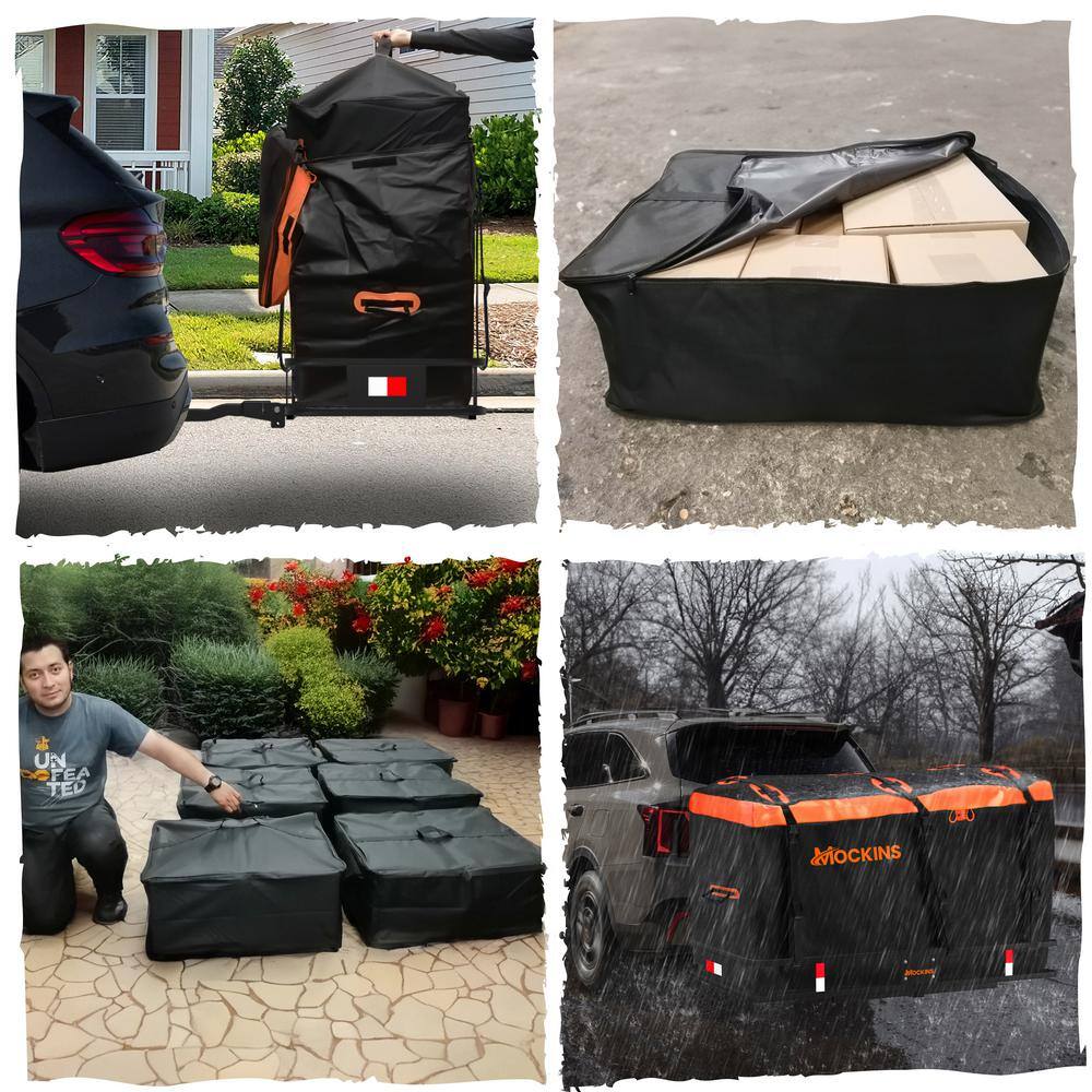 Mockins 30 cu ft. Orange Waterproof Cargo Carrier Bag (60 in. x 24 in. x 36 in.) with 6-Pack Cubes (29 in. x 23 in. x 12 in.)