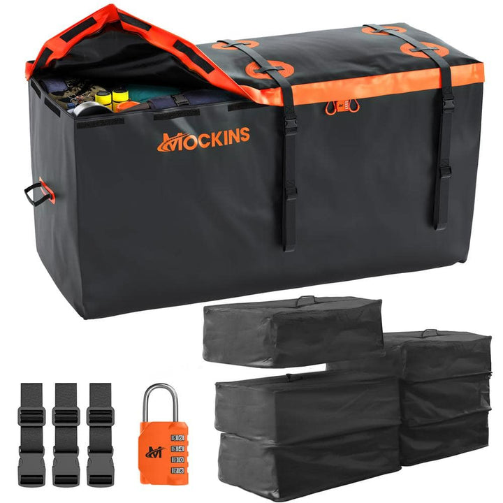 Mockins 30 cu ft. Orange Waterproof Cargo Carrier Bag (60 in. x 24 in. x 36 in.) with 6-Pack Cubes (29 in. x 23 in. x 12 in.)