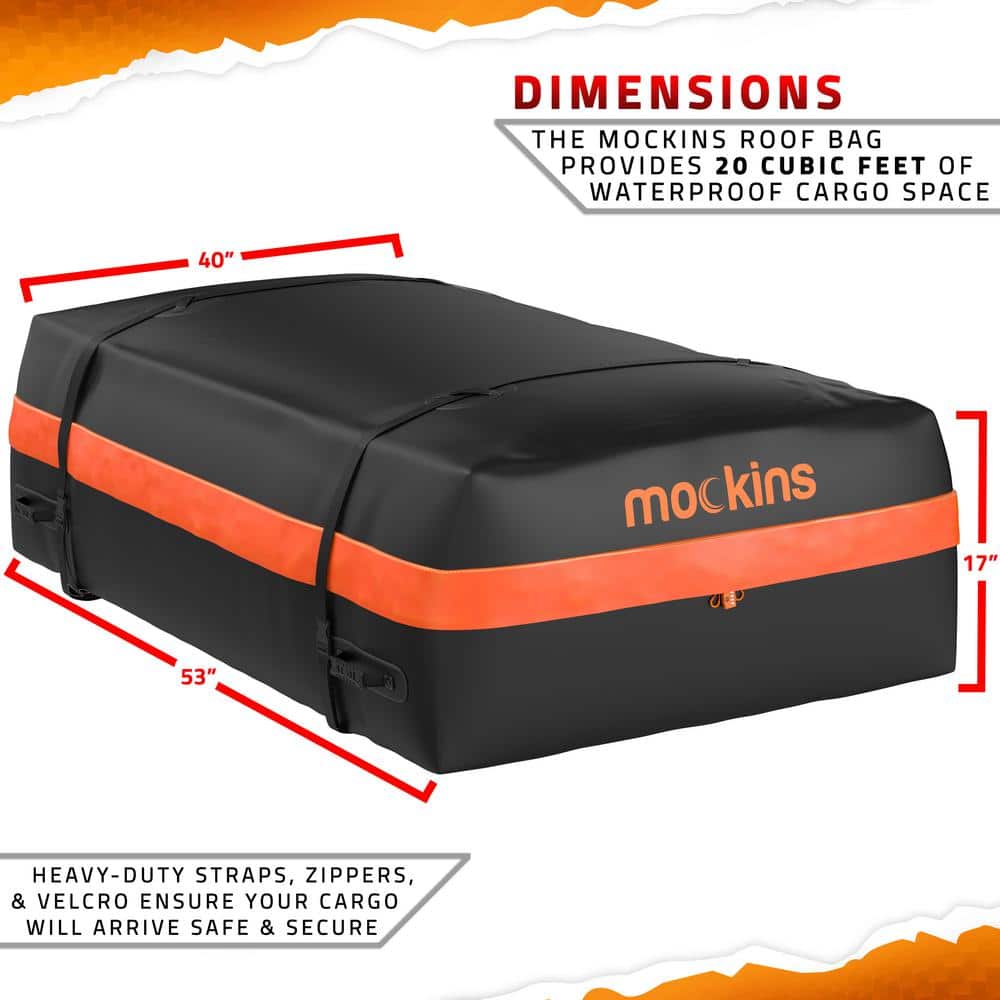 Mockins Waterproof Cargo Roof Bag with 20 cu. ft. of Dry Storage Space - 44 in. x 34 in. x 18 in.
