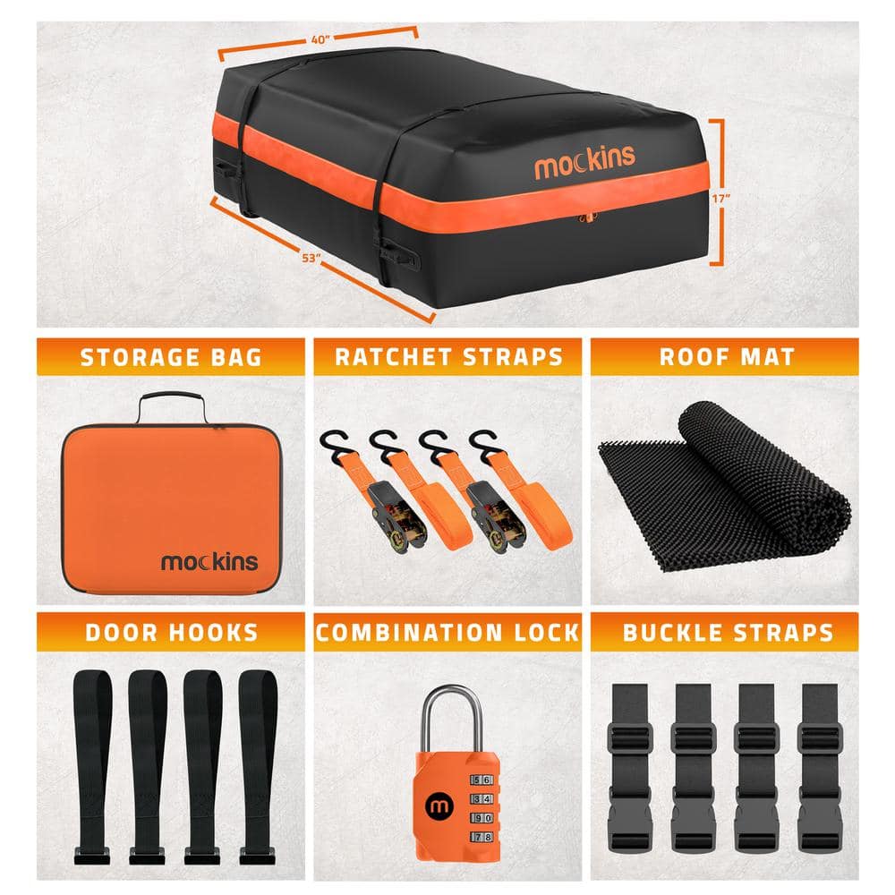 Mockins Waterproof Cargo Roof Bag with 20 cu. ft. of Dry Storage Space - 44 in. x 34 in. x 18 in.