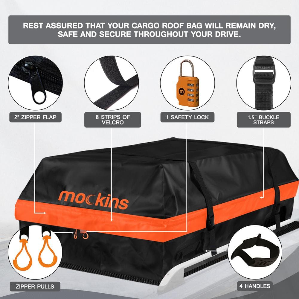 Mockins Waterproof Cargo Roof Bag with 20 cu. ft. of Dry Storage Space - 44 in. x 34 in. x 18 in.