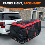 Mockins 40 cu. Ft. Waterproof Cargo Carrier Bag 70 in. x 33 in. x 30 in. Hitch Bag with Lock, Straps and Carry Bag - Red
