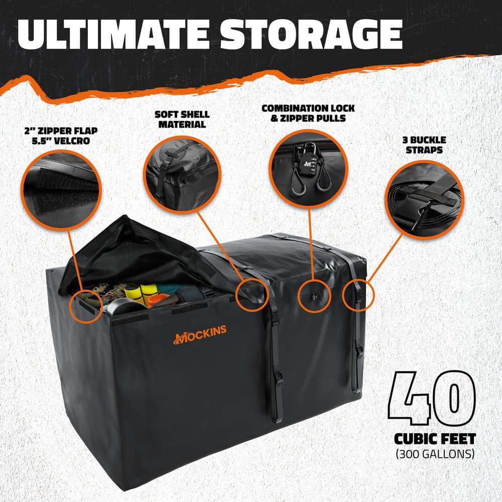 Mockins 40 cu. Ft. Waterproof Cargo Carrier Bag 70 in. x 33 in. x 30 in. Hitch Bag with Lock, Straps and Carry Bag