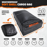 Mockins 40 Cu. ft. Waterproof Rooftop Cargo Carrier Bag - 72 in x 48 in x 20 in Soft Shell Roof Bag w/ Carry Bag and Accessories