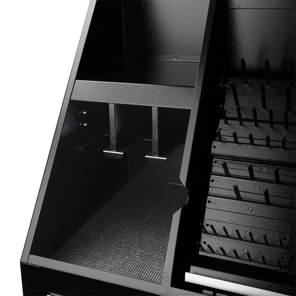 Montezuma 37 in. W x 18 in. D 1-Drawer Black Steel Portable Shop Triangle Tool Box Chest for Sockets, Wrenches and Screwdrivers