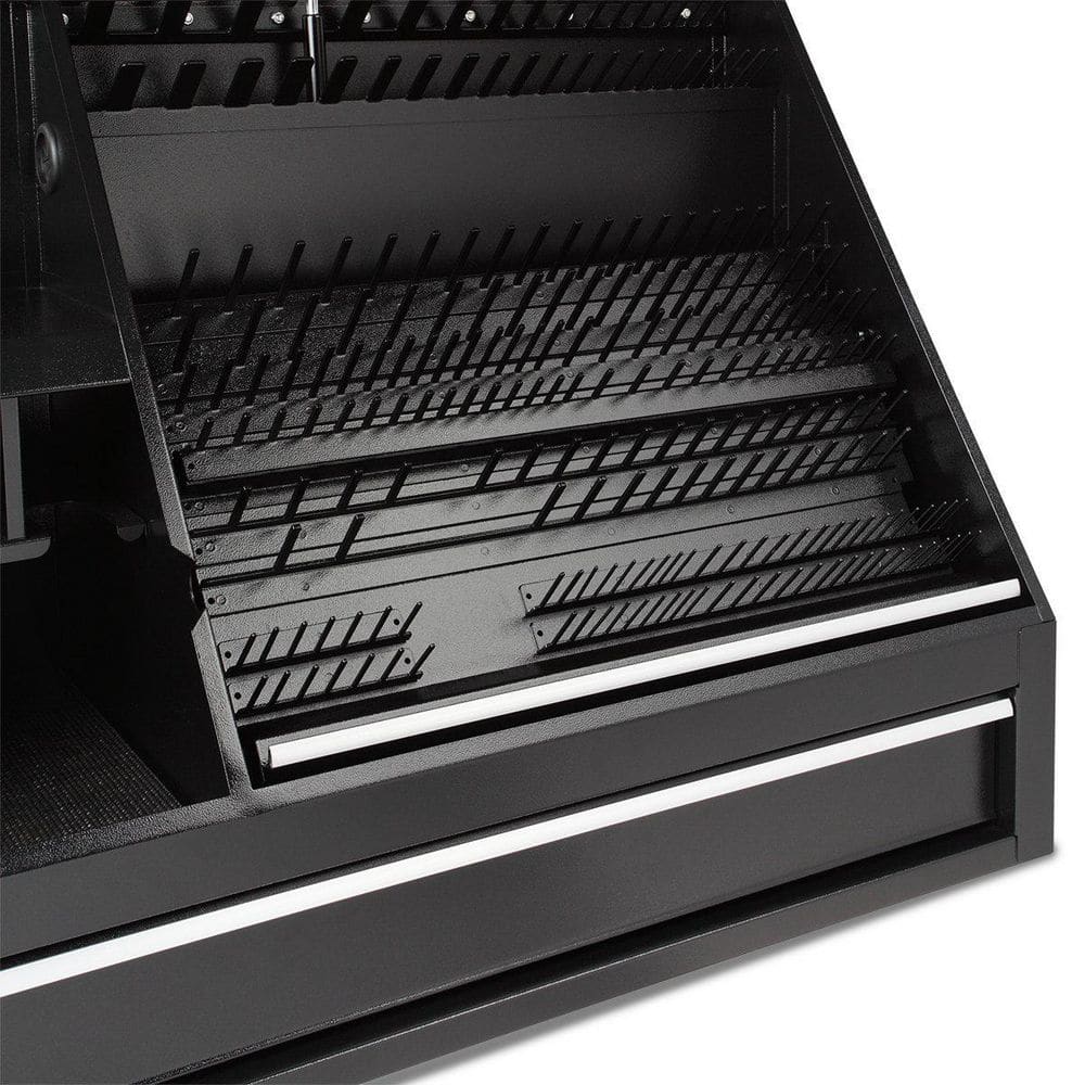 Montezuma 37 in. W x 18 in. D 1-Drawer Black Steel Portable Shop Triangle Tool Box Chest for Sockets, Wrenches and Screwdrivers