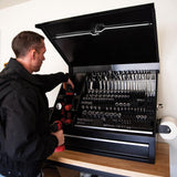 Montezuma 37 in. W x 18 in. D 1-Drawer Black Steel Portable Shop Triangle Tool Box Chest for Sockets, Wrenches and Screwdrivers