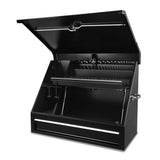 Montezuma 37 in. W x 18 in. D 1-Drawer Black Steel Portable Shop Triangle Tool Box Chest for Sockets, Wrenches and Screwdrivers