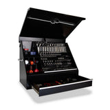 Montezuma 37 in. W x 18 in. D 1-Drawer Black Steel Portable Shop Triangle Tool Box Chest for Sockets, Wrenches and Screwdrivers