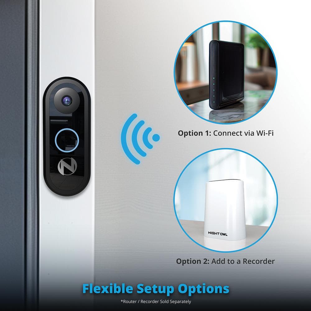 Night Owl 1080p Wired Video Doorbell with Chime Black