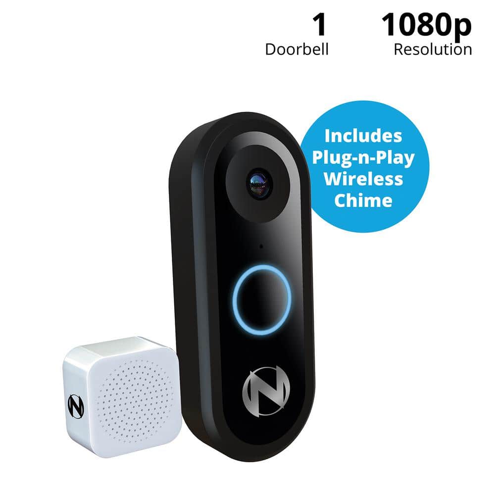 Night Owl 1080p Wired Video Doorbell with Chime Black
