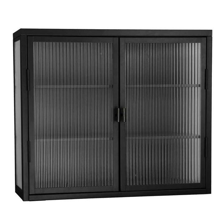 Nivencai 27.6 in. W x 9.1 in. D x 23.6 in. H Ready to Assemble Metal Wall Kitchen Cabinet in Black with Detachable Shelves
