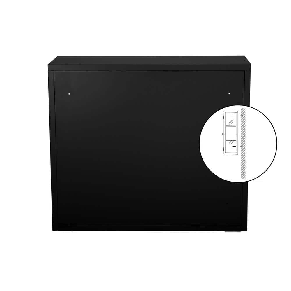 Nivencai 27.6 in. W x 9.1 in. D x 23.6 in. H Ready to Assemble Metal Wall Kitchen Cabinet in Black with Detachable Shelves