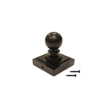 NUVO IRON 4 in. x 4 in. Black Aluminum Ornamental Ball Post Cap