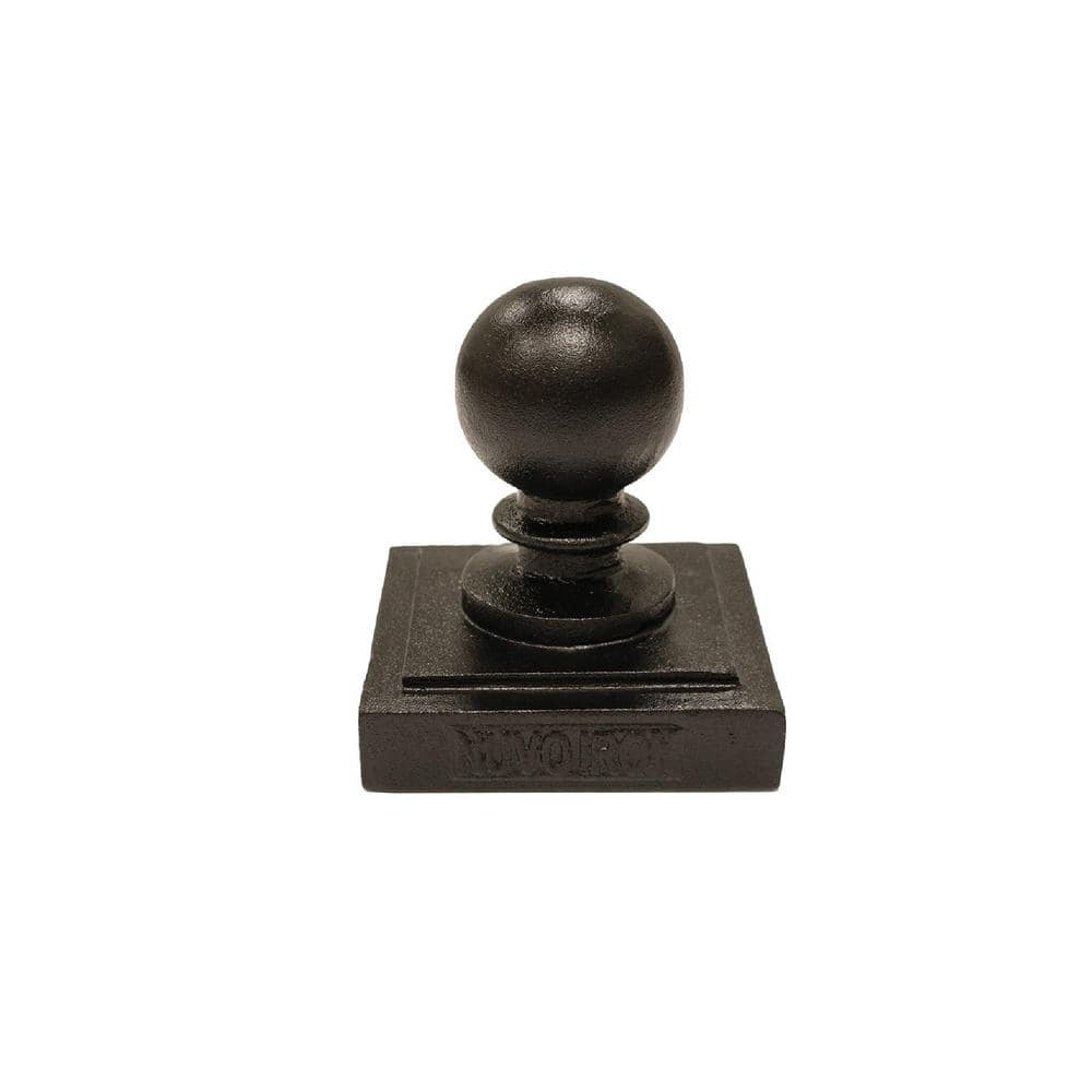 NUVO IRON 4 in. x 4 in. Black Aluminum Ornamental Ball Post Cap