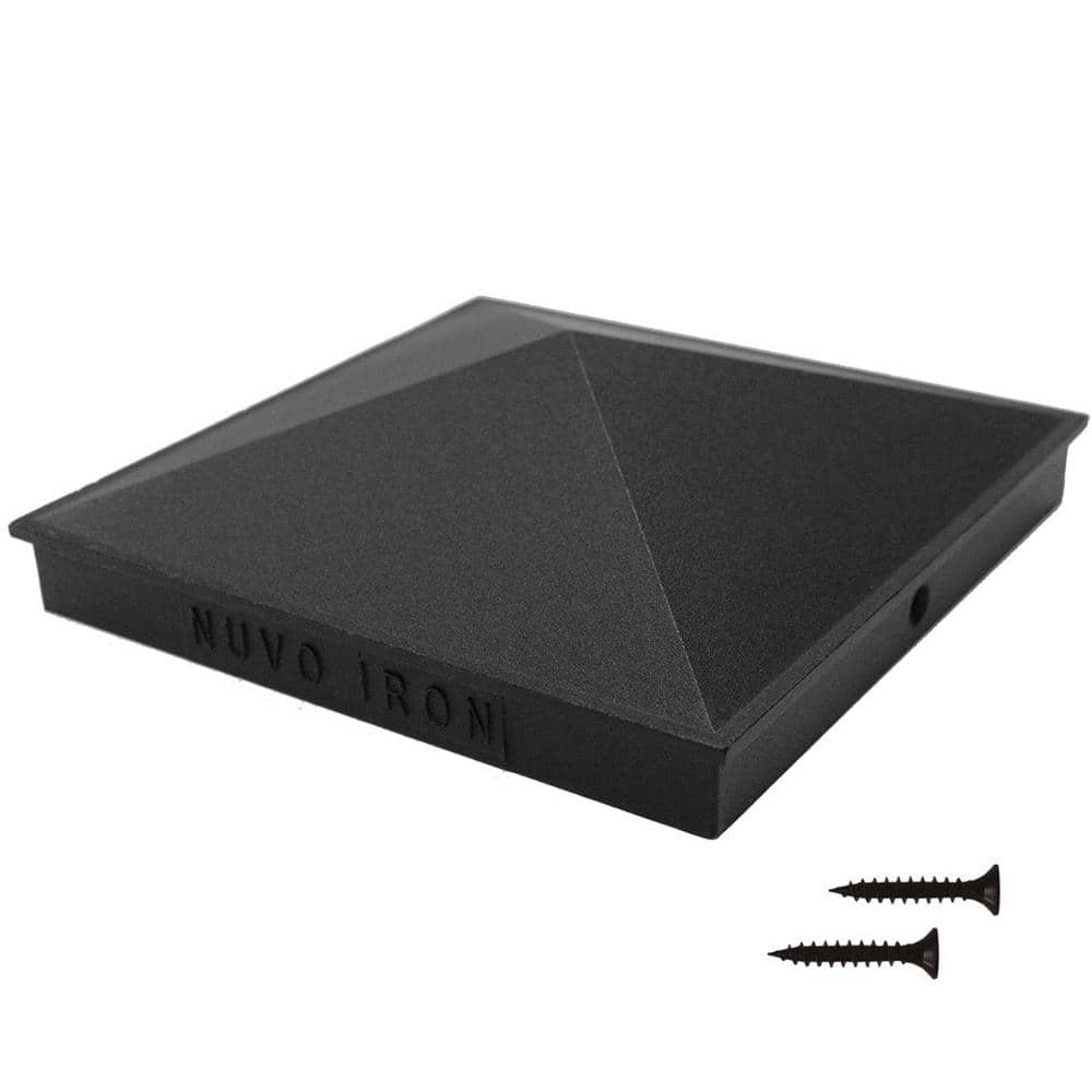 NUVO IRON 6 in. x 6 in. Black Aluminum Ornamental Pyramid Post Cap (24-Pack)