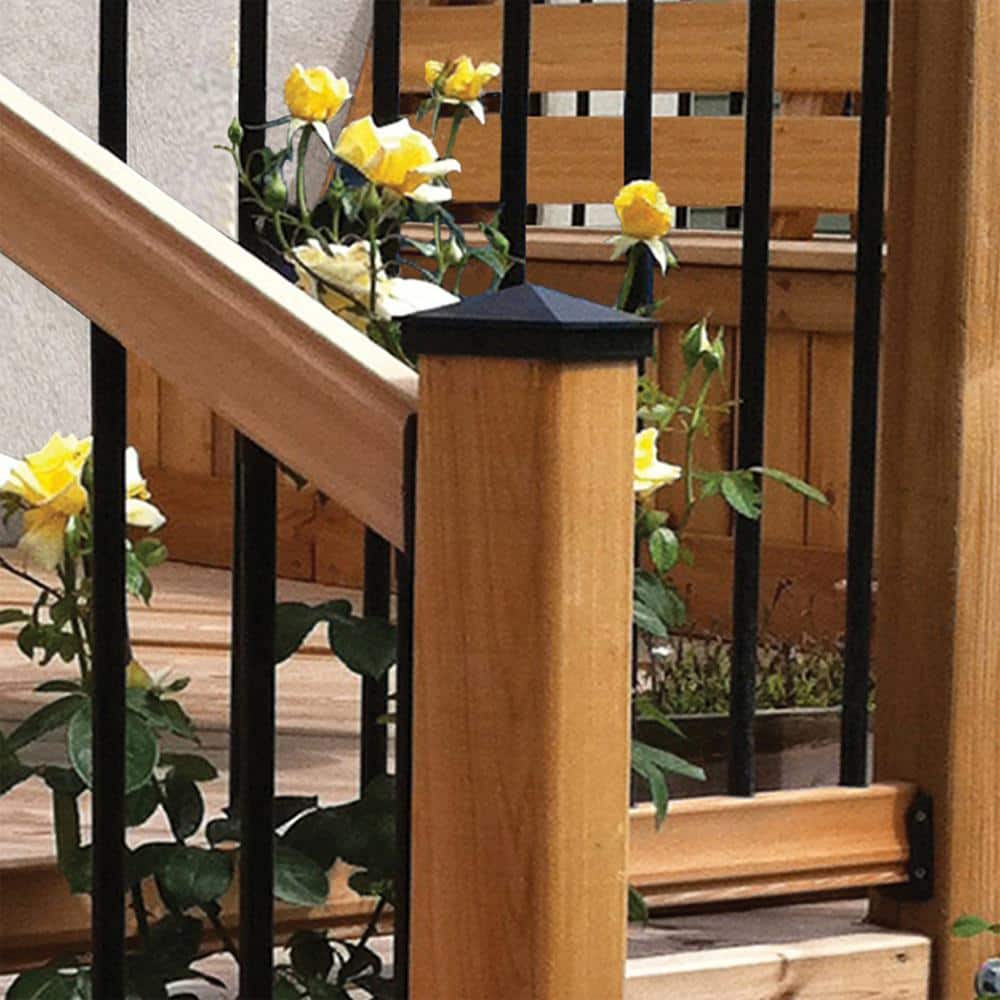 NUVO IRON 6 in. x 6 in. Black Aluminum Ornamental Pyramid Post Cap (24-Pack)