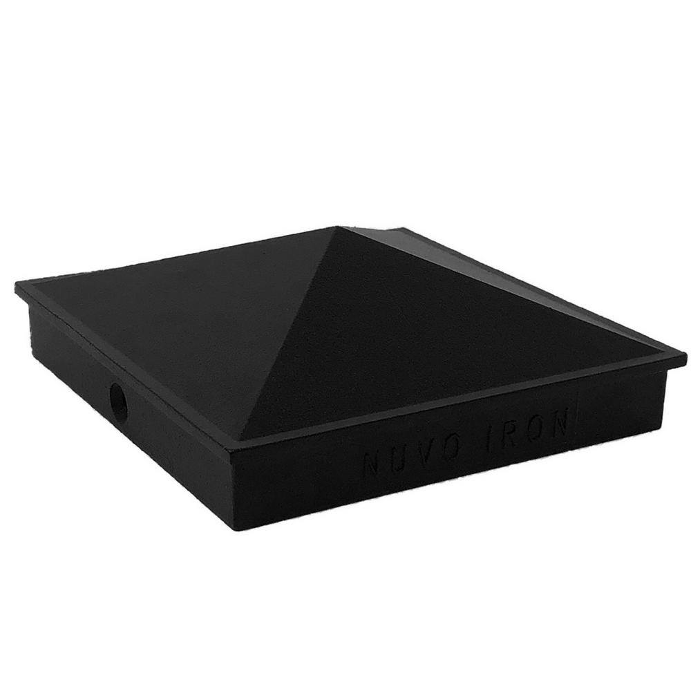 NUVO IRON 5 in. x 5 in. Black Aluminum Ornamental Pyramid Post Cap (24-Pack)