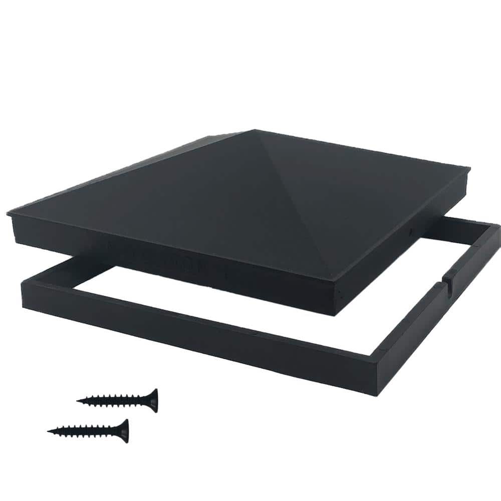 NUVO IRON 8 in. x 8 in. Black Aluminum Ornamental Pyramid Post Cap (12-Pack)