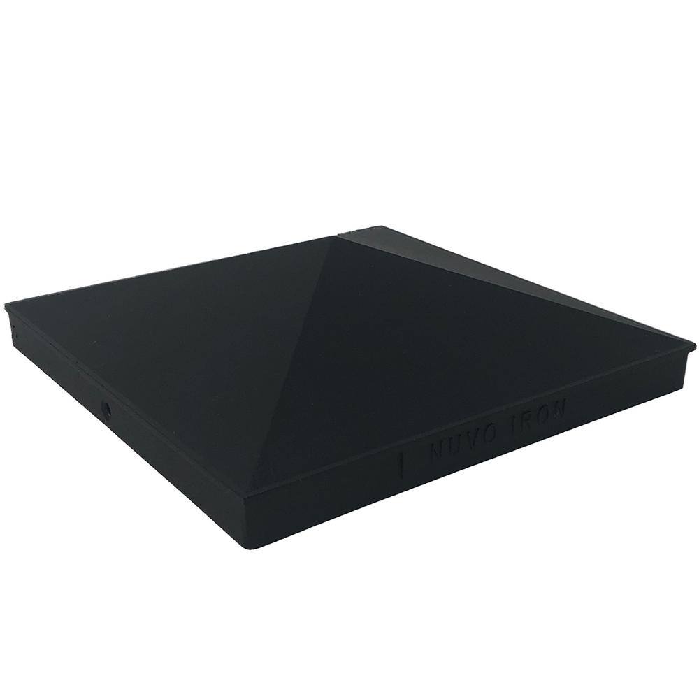 NUVO IRON 8 in. x 8 in. Black Aluminum Ornamental Pyramid Post Cap (12-Pack)
