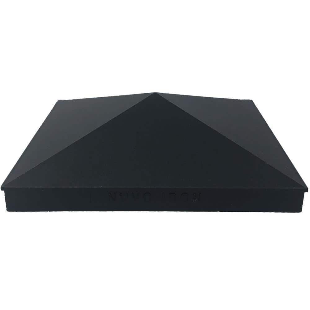 NUVO IRON 8 in. x 8 in. Black Aluminum Ornamental Pyramid Post Cap (12-Pack)