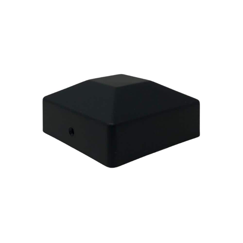 NUVO IRON 4 in. x 4 in. Black Rigid Plastic Pyramid Post Cap, (Pack of 12)