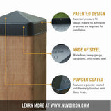 NUVO IRON Easy-Cap 4 in. x 4 in. Black Galvanized Steel Pyramid Post Cap (6-Pack)