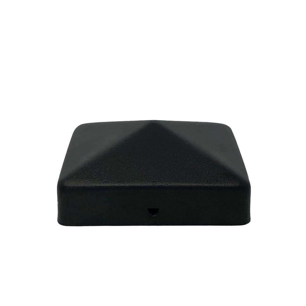 NUVO IRON Easy-Cap 4 in. x 4 in. Black Galvanized Steel Pyramid Post Cap (6-Pack)