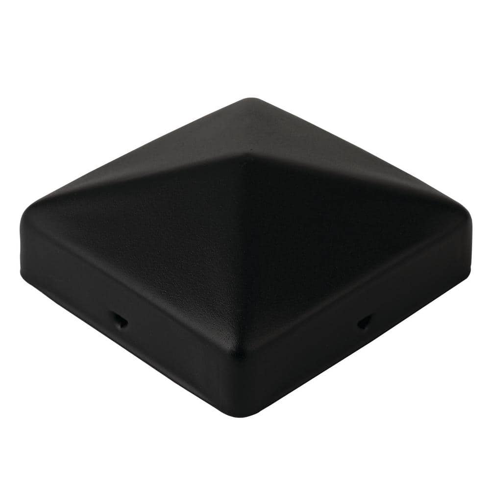 NUVO IRON Easy-Cap 4 in. x 4 in. Black Galvanized Steel Pyramid Post Cap (6-Pack)