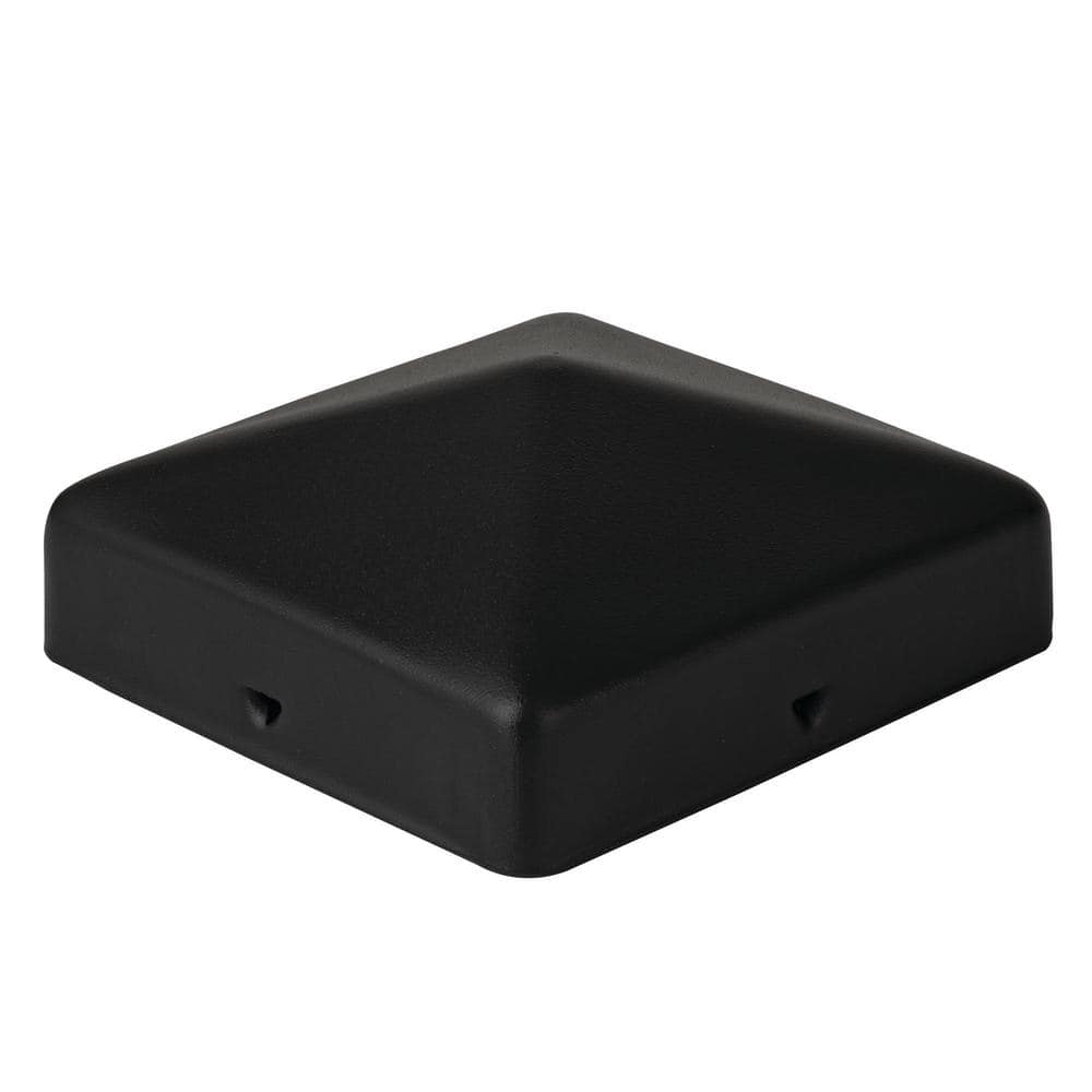NUVO IRON Easy-Cap 4 in. x 4 in. Black Galvanized Steel Pyramid Post Cap (6-Pack)