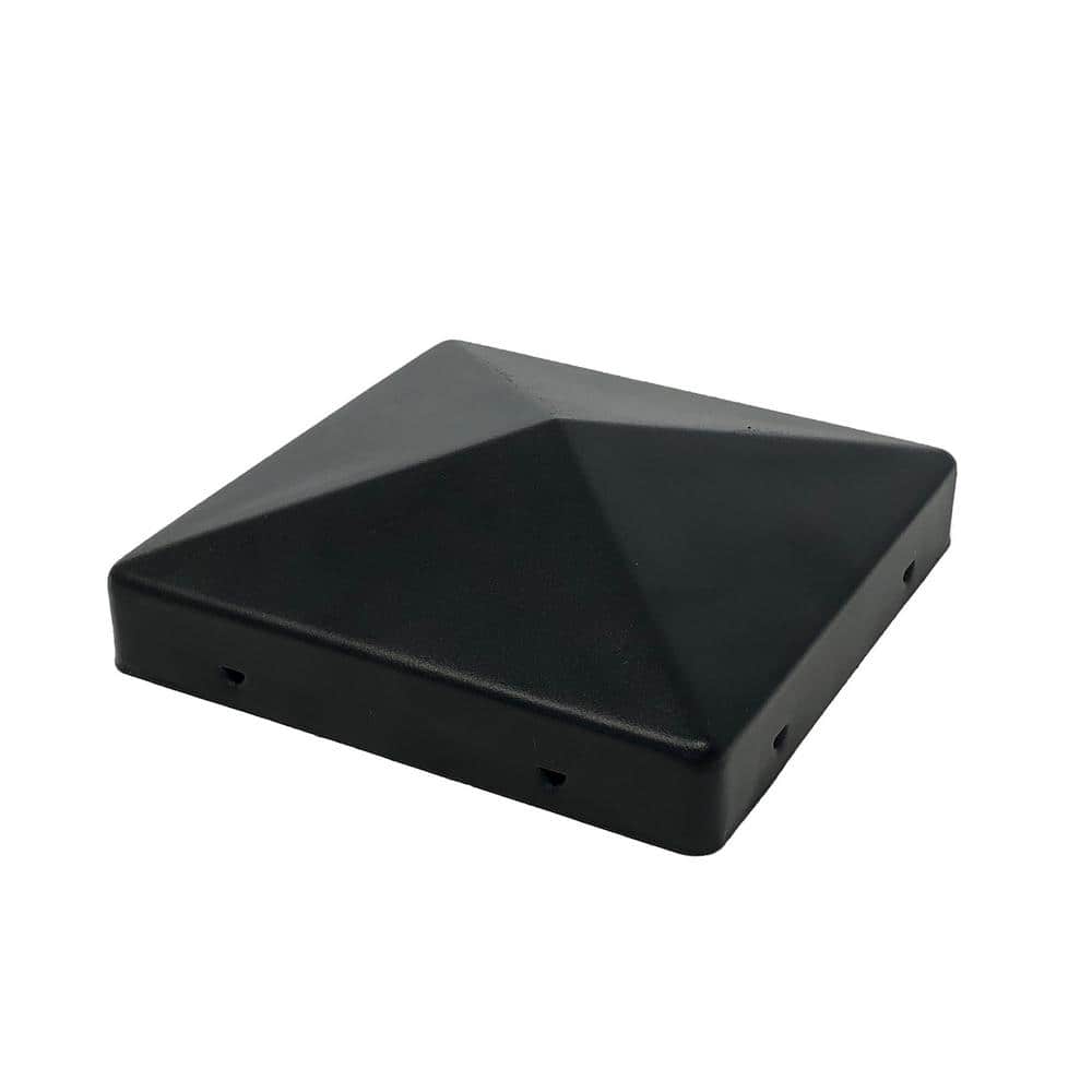 NUVO IRON Easy-Cap 6 in. x 6 in. Black Galvanized Steel Pyramid Post Cap (6-Pack)