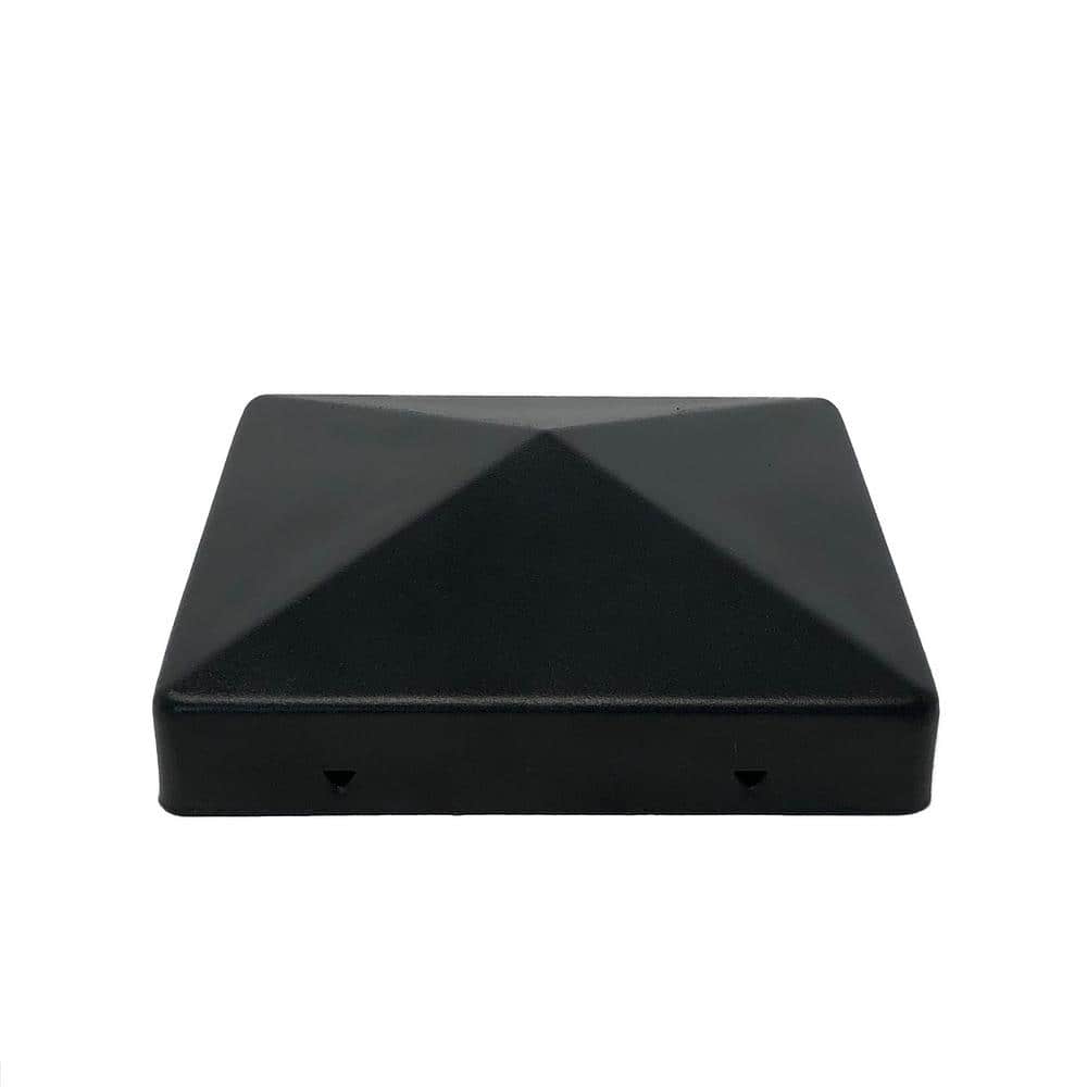 NUVO IRON Easy-Cap 6 in. x 6 in. Black Galvanized Steel Pyramid Post Cap (6-Pack)