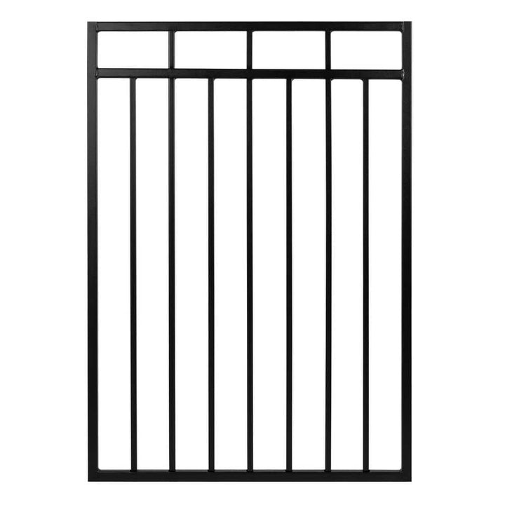 NUVO IRON 2.75 ft. x 3.83 ft. Benitoite Profile Black Iron Center Point Fence Gate