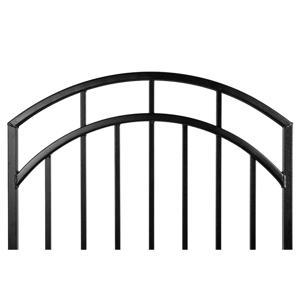 NUVO IRON 2.75 ft. x 4.67 ft. Benitoite Profile Black Iron Center Point Arched Top Fence Gate