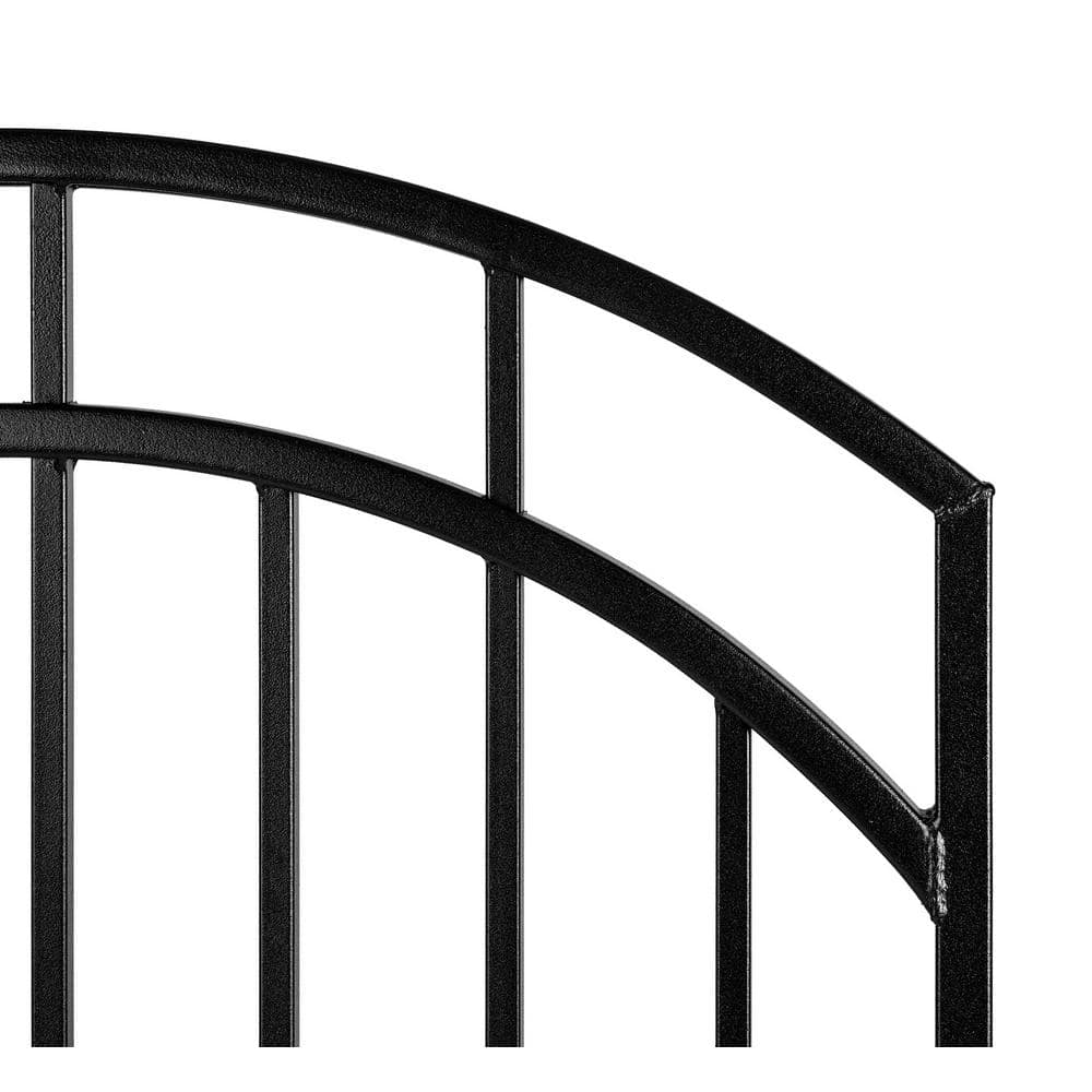 NUVO IRON 2.75 ft. x 4.67 ft. Benitoite Profile Black Iron Center Point Arched Top Fence Gate
