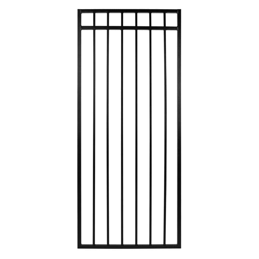 NUVO IRON 2.75 ft. x 5.67 ft. Coral Profile Black Iron Flat Top Fence Gate